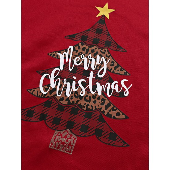 Women Christmas Tree Printed Letter Round Neck Casual Pullover Sweatshirt Women Christmas Tree Printed Letter Round Neck Casual Pullover Sweatshirt