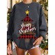 Women Christmas Tree Printed Letter Round Neck Casual Pullover Sweatshirt Women Christmas Tree Printed Letter Round Neck Casual Pullover Sweatshirt