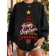 Women Christmas Tree Printed Letter Round Neck Casual Pullover Sweatshirt Women Christmas Tree Printed Letter Round Neck Casual Pullover Sweatshirt